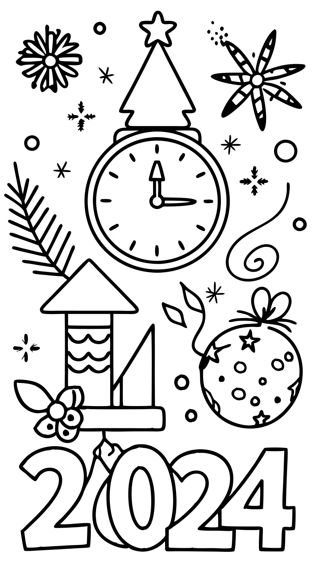 new year 2024 coloring pages